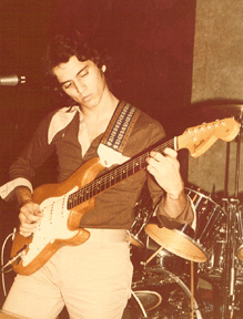 David playing in rock bands in the 1970's.
